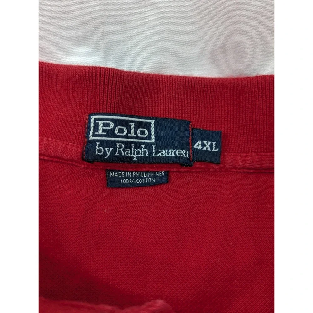 Vintage Ralph‎ Lauren Polo Shirt Mens 4XL Red Pique Cotton RL06 Mens